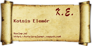 Kotsis Elemér névjegykártya